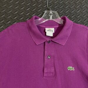 Lacoste‎ Purple Polo Short Sleeve 1/4 Button Up Shirt Men's Size 6 (XL)